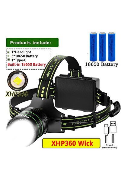 Choice1 black XHP360with18650x3 XHP360 WICK Powerful Headlamp Long Range Rech...