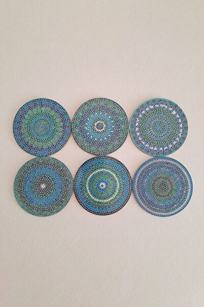 DIY Elmas Taş İşleme Bardak Altlığı Seti Çini Desenli