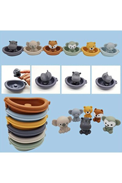 Choice مجموعة ألعاب استحمام عائمة على شكل حيوانات قابلة للتكديس مكونة من 12 قطعة | لعبة حسية تعليمية للأطفال الصغار مع أكواب شفط