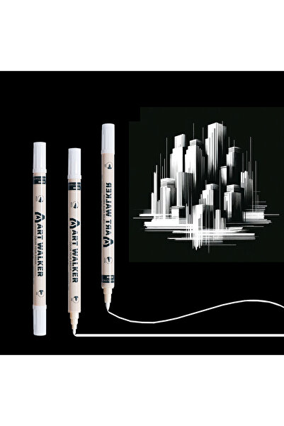 Choice 3 قطع 12 قطعة أقلام تلوين أكريليك بيضاء بفرشاة فنية، رأس متوسط، مناسبة...