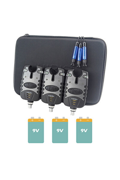 HIRISI B1113A 3 أجهزة إنذار صيد مع 3 أجهزة تأرجح للصيد، مؤشر إنذار لدغة الصيد...