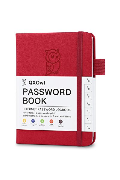 Choice دفتر تسجيل كلمات المرور الأحمر A6 - منظمات شخصية بعلامات تبويب أبجدية،...