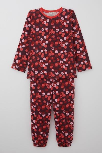 Breeze Set de pijamale pentru fete cu model de pete vesel, 4-8 ani, prune