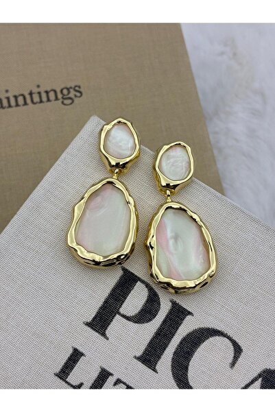 Hedef Bijuteri أقراط بتصميم متدلي على شكل قطرة عاكسة من اللؤلؤ الأبيض