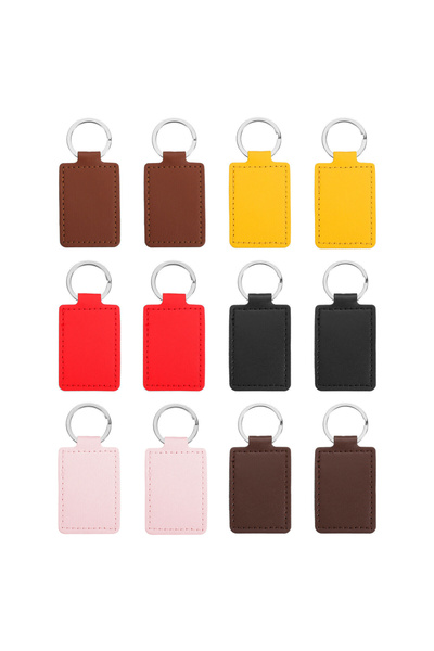 Choice 12Pcs 6-12Pcs PU Leather Key Fob Kit Rectangular Keychain Blanks with ...
