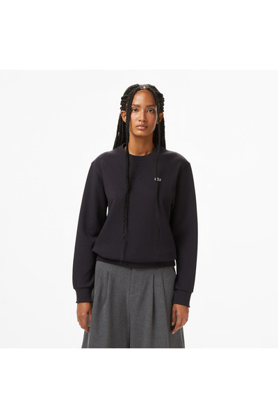 Lacoste Kadın Relaxed Fit Bisiklet Yaka Lacivert Sweatshirt