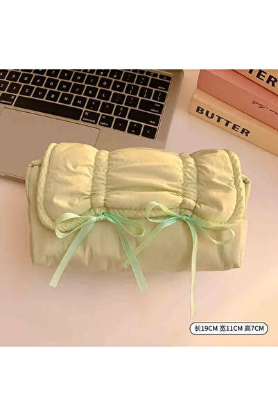 Choice مقلمة أقلام رصاص خضراء بتصميم كوري إبداعي على شكل فيونكة، سعة كبيرة، م...