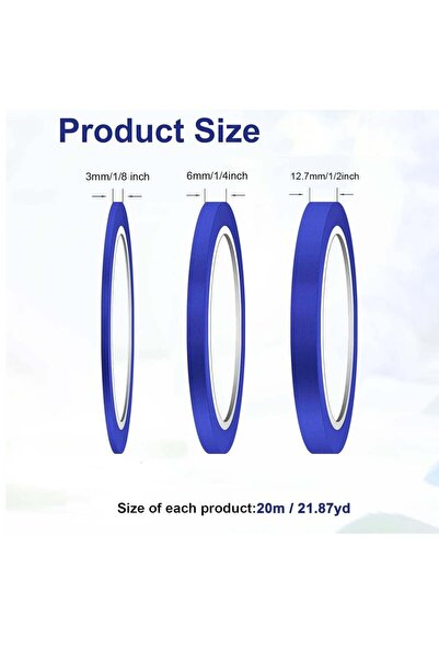 Choice 3 لفات من الشريط الأزرق، شريط لاصق بعرض 3/6/12 مم، شريط لاصق رفيع للطل...