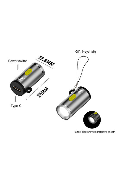 Choice مصباح يدوي صغير فضي اللون بتقنية LED، أبيض بارد 6000 كلفن، لا يحتاج إل...