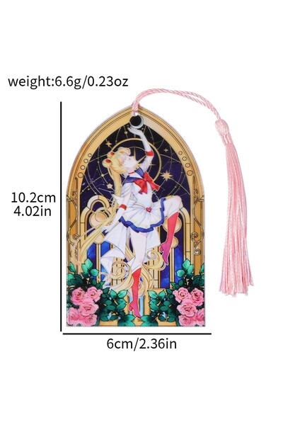 Miniso SQ2684 فاصل كتب أكريليك سيلور مون، قطعة مميزة لهواة جمع الأنمي، ملحق مثالي لكتب القراءة والدراسة.