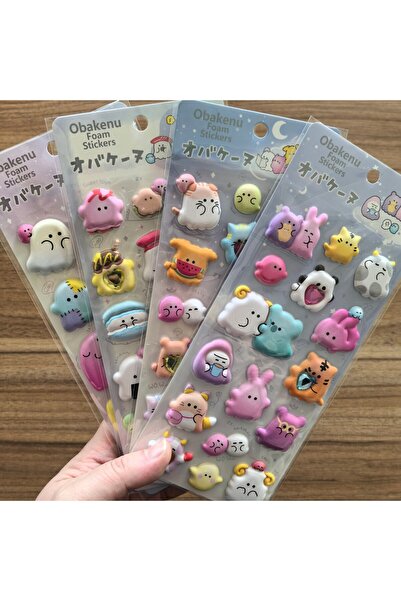Choice 4 أوراق من ملصقات أوباكينو الإسفنجية - ملصقات شخصيات أشباح لطيفة للأعمال اليدوية والمذكرات وألعاب الأطفال