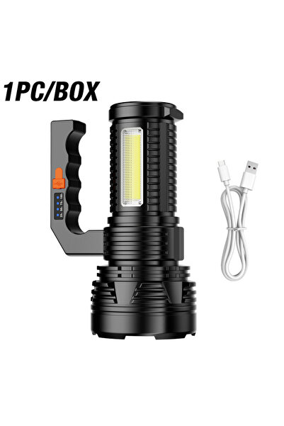 Choice مصباح يدوي خارجي ثابت التركيز، أسود وأبيض، كشاف محمول، مصباح يدوي عالي الطاقة مزدوج الشعاع