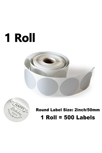 Choice لفة واحدة من ملصقات حرارية دائرية فضية اللون، مقاس 2 بوصة، ذاتية اللصق...