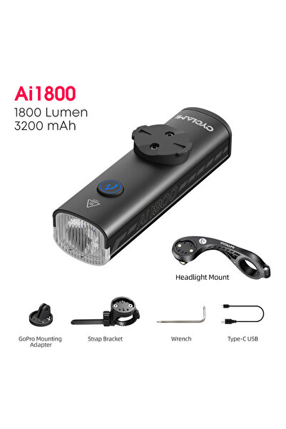 Choice مصباح أمامي للدراجة AI-1800 أسود S2 بقوة 1200/1800 لومن، خفيف الوزن لل...