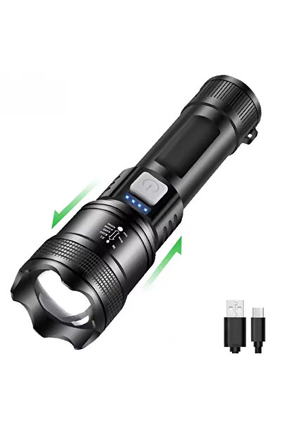 Heinast مصباح يدوي LED عالي الطاقة S331-A، مصباح تكتيكي قابل لإعادة الشحن عبر منفذ USB، مزود بخاصية التكبير/التصغير، مناسب لحالات الطوارئ.