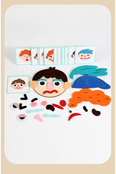 Choice لعبة ألغاز متعددة الألوان لتغيير تعابير الوجه، مع وجه خشبي وإكسسوارات من قماش اللباد، قناع وجه