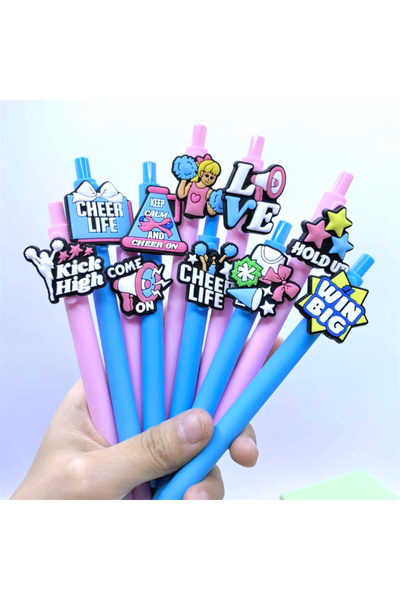 Choice 10 أقلام حبر جاف من سلسلة التشجيع الراقص مع ملصقات تشجيع، مناسبة للطلاب