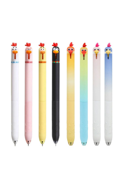Choice مجموعة أقلام جل بتصميم مرح، 8 أقلام بتصميم ببغاء ودجاجة، أدوات مكتبية ...