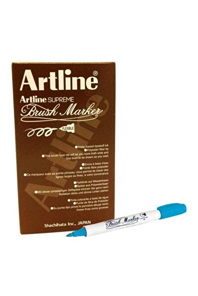 artline 12-Piece Supreme Brush Marker Sky Blue/White EPF-FSKYBL