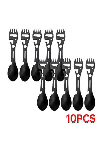 Choice طقم أدوات تخييم أسود مكون من 10 قطع، مصنوع من الفولاذ المقاوم للصدأ، م...