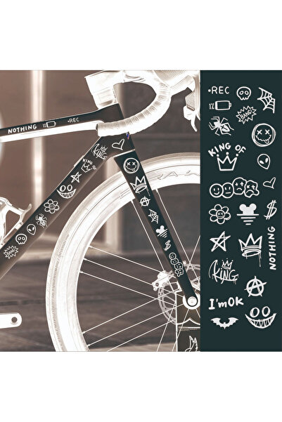Choice black Hot Sale Graffiti Bicycle Frame Top Tube Stickers Cartoon DIY Re...