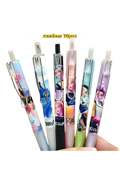 Choice ١٠ أقلام توقيع لطيفة تحمل علامة KPop Demon Hunter Animation Co التجارية، مجموعة مكتبية لمحبي الأنمي