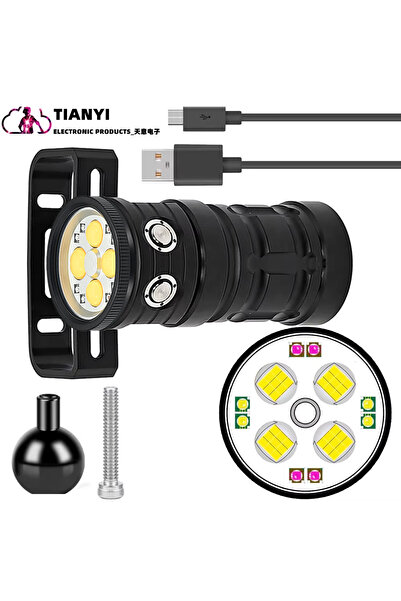 Choice مصباح يدوي أسود ثابت التركيز D16 للغوص تحت الماء حتى عمق 100 متر، مزود بشحن USB وإضاءة بزاوية 120 درجة.