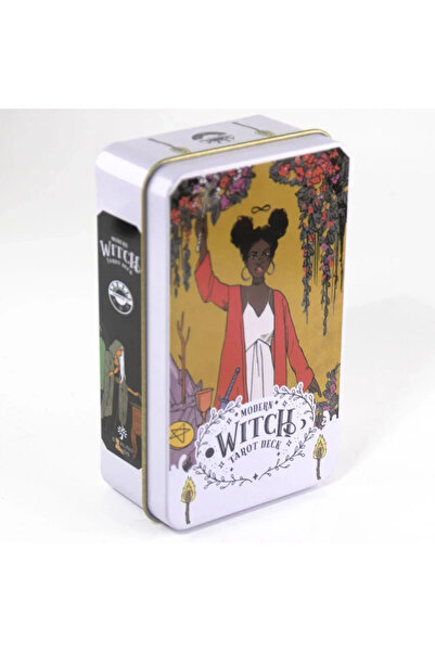 Choice مجموعة أوراق لعب أوراكل ويتش الحديثة باللون الأبيض، علبة معدنية مزخرفة...