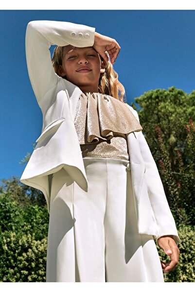 Abel & Lula Mayoral Abel Lula Girls' Queens Evening Dress Jacket Pants Set White