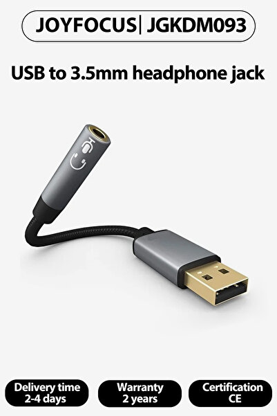 JOYFOCUS محول USB إلى مقبس 3.5 ملم، يدعم سماعات الرأس والميكروفون، USB إلى مدخل صوتي إضافي