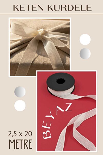 Dantelux Panglică de in (2,5 x 20 metri) Panglică de decorare vintage Boğaz