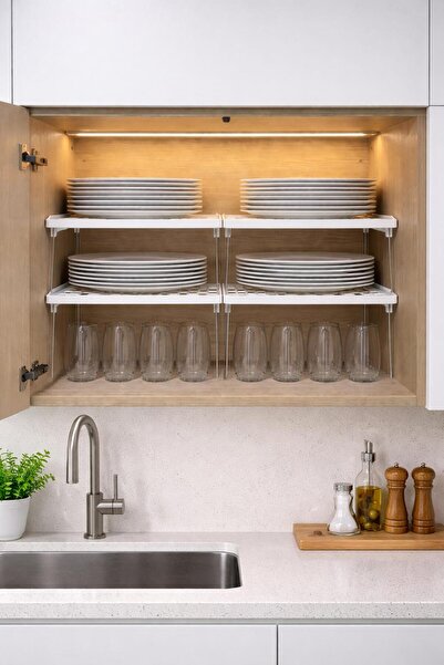 Mim Life 4'lü Dolap içi Düzenleyici Tabaklık Bardaklık Düzenleyici