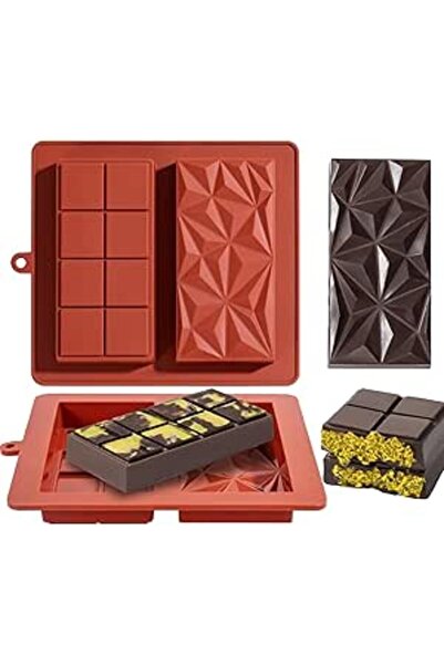 Arabest 2PCS Square Thick Chocolate Bar Molds for Filling, Food Grade Silicone Baking Molds