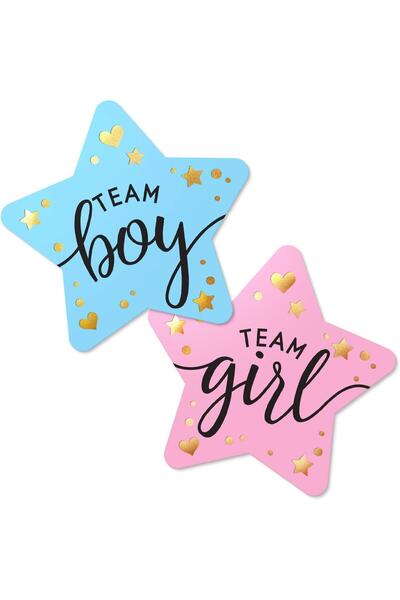 Arabest Gender Reveal Stickers for Party Invitations, Voting Games, Team Boy,...