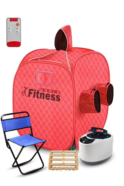 Fitness World جهاز حمام الساونا المنزلي مع كرسي وجهاز تحكم ، خيمة ساونا لشخصين