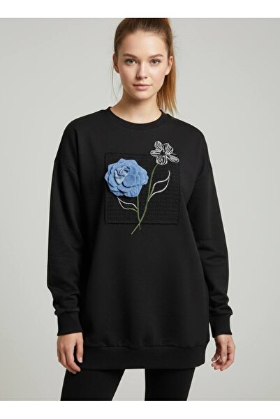 BRGCLOTHING Casual Sweatshirt with Floral Applique
