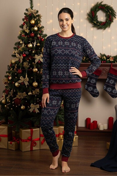 İPEKTENİM Kar Taneleri ve Yılbaşı Temalı Etnik Desenli Kol/Etek Ucu/Paça Manş...