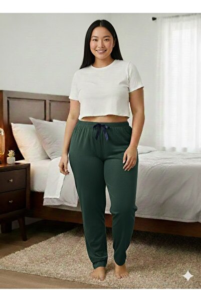Lady Queen بنطلون بيجامة فرنسي مخملي بخصر مطاطي مقاس كبير