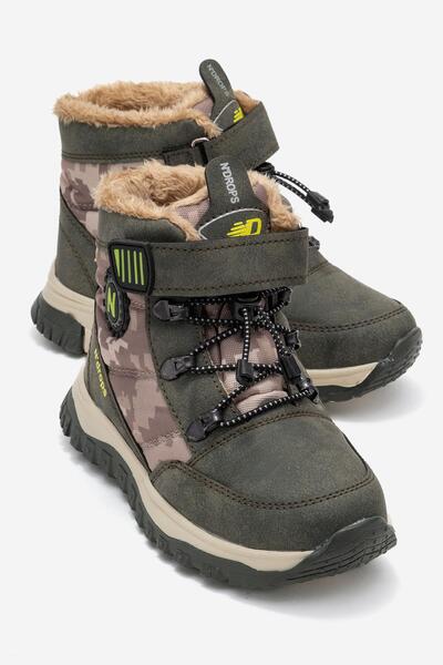 CCWAY AYAKKABI Children's Boots with Hook and Elastic Khaki Beige