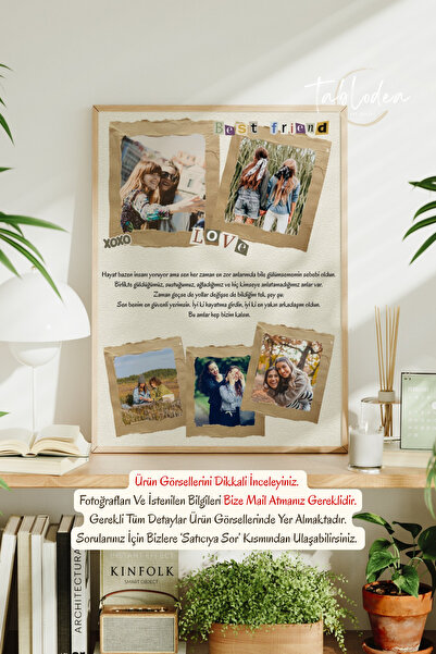 tablodea Fotoğraflı Kişiye Özel Tasarım Çerçeveli Poster TD Arkadaşa Hediye A...