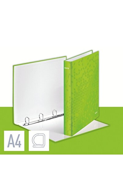 Leitz Caiet mecanic WOW, carton laminat, reciclat, certificare FSC, A4, 4DR, inel 25 mm, verde