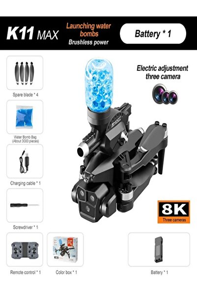 RC Drona Cesiro K11 Max cu bombe cu apă - 8K, evitarea obstacolelor cu trei camere (negru)