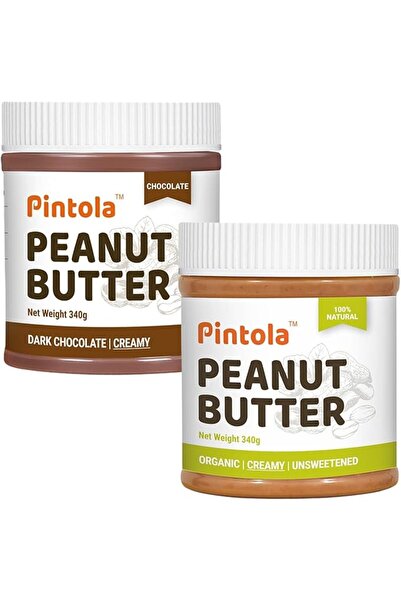 Pintola Peanut Butter Combo pack of Organic Creamy + Dark Choco Creamy