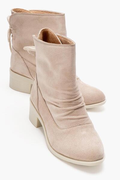 CCWAY AYAKKABI Μπροστινές ρυτιδωμένες γυναικείες μπότες με δέσιμο στην πλάτη ...