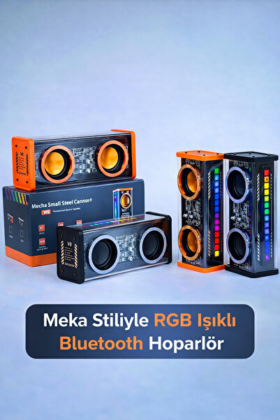 mahir Mecha Small Steel Cannon V9 – RGB Işıklı Bluetooth 5.0 Taşınabilir Hopa...