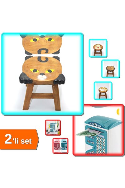 HerEveOyuncak 1 Adet Renkli Çocuk Taburesi Büyük Boy + Sevimli Tasarımlı Şifr...