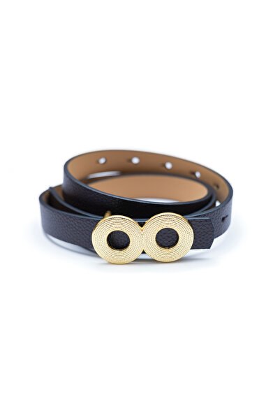 marisha Stylish Thin Bitter Brown Women's Belt with Gold Buckle – Dress and T...