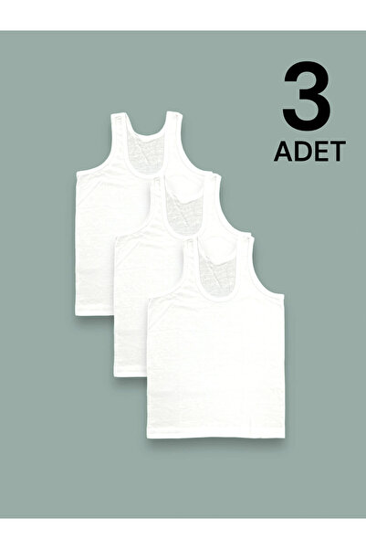 Erdenay Tekstil Economical Boys' Cotton Undershirt 3-Pack - White