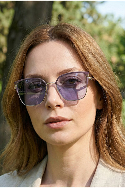 TARSS Sophia Purple Metal Cat Eye Sunglasses |   Purple Glass |   Patterned H...