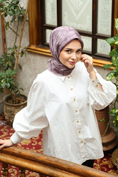 Tesettürnağme Eșarfă EcoZen TN2104 Cloud Pattern 10-Dark Lilac